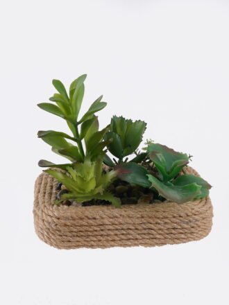 Artificial succulent 15*10*11cm Succulent in Hemp rope pot GS-38926053 2026Jul 3,000+ sqm showroom with thousands of artificial flowers, plants & trees ready for global sourcing.