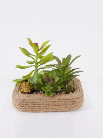 Artificial succulent 14*10*11cm Succulent in Hemp rope pot GS-38926052 2026Jul 3,000+ sqm showroom with thousands of artificial flowers, plants & trees ready for global sourcing.