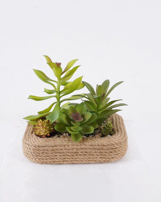 Artificial succulent 15*10*11cm Succulent in Hemp rope pot GS-38926053 2026Jul 3,000+ sqm showroom with thousands of artificial flowers, plants & trees ready for global sourcing.