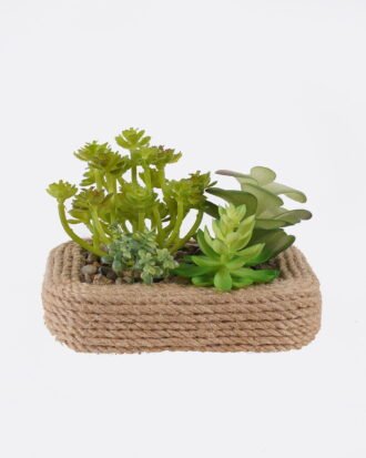 Artificial succulent 15*12*10cm Succulent in Hemp rope pot GS-38926054 2026Jul 3,000+ sqm showroom with thousands of artificial flowers, plants & trees ready for global sourcing.