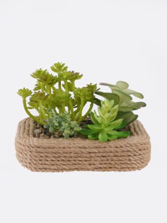 Artificial succulent 15*10*11cm Succulent in Hemp rope pot GS-38926053 2026Jul 3,000+ sqm showroom with thousands of artificial flowers, plants & trees ready for global sourcing.