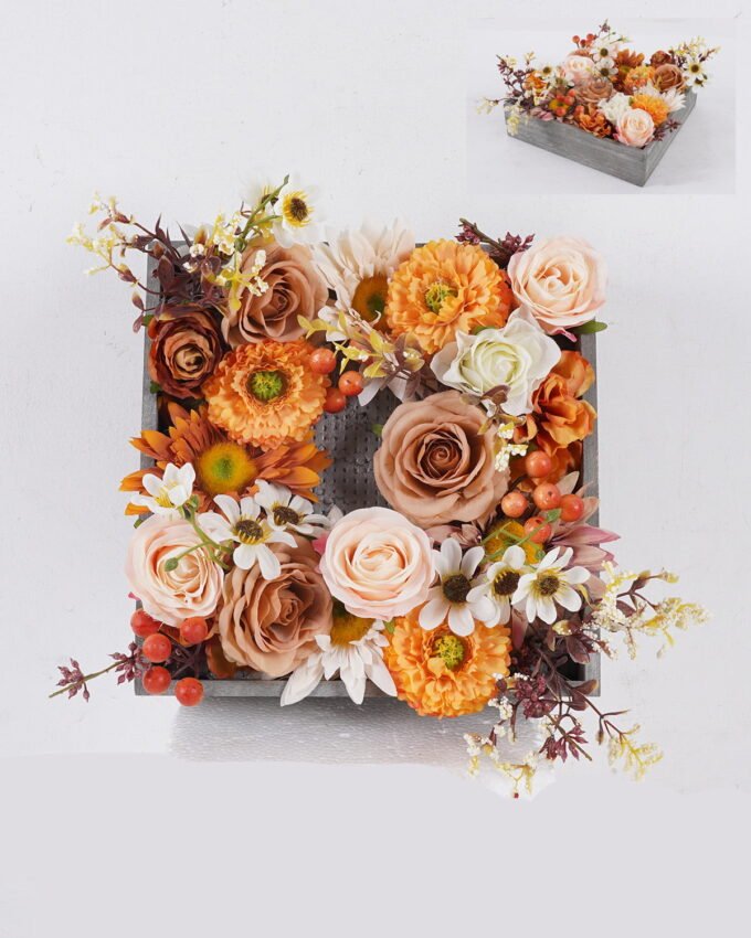 Artificial Flower 25*13*25cm Rose chrysanthemum miscellaneous flowers Wreath in Wood planter GS-41626001 2026Oct 3,000+ sqm showroom with thousands of artificial flowers, plants & trees ready for global sourcing.